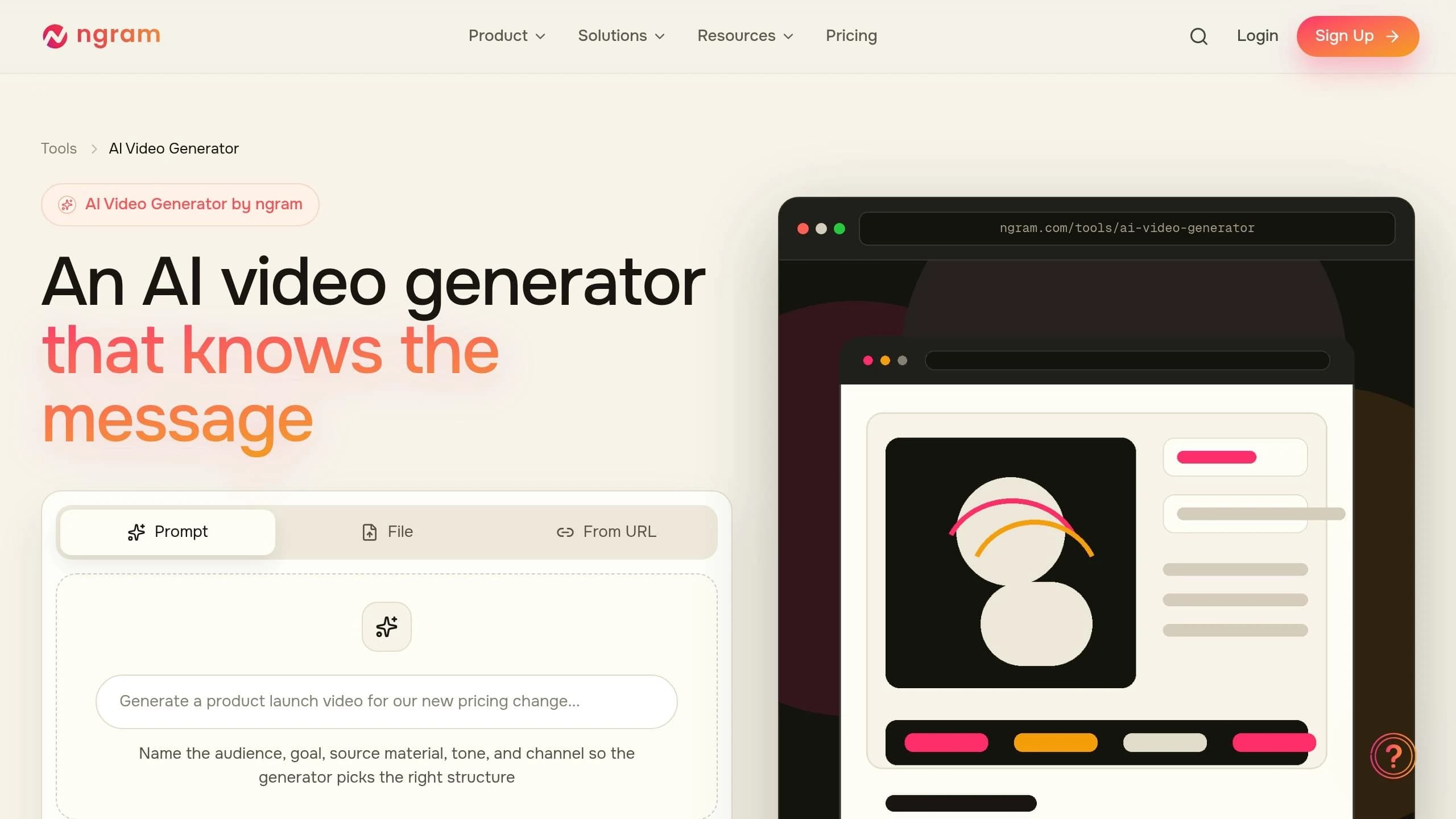 Ngram AI tool converting assets into polished videos