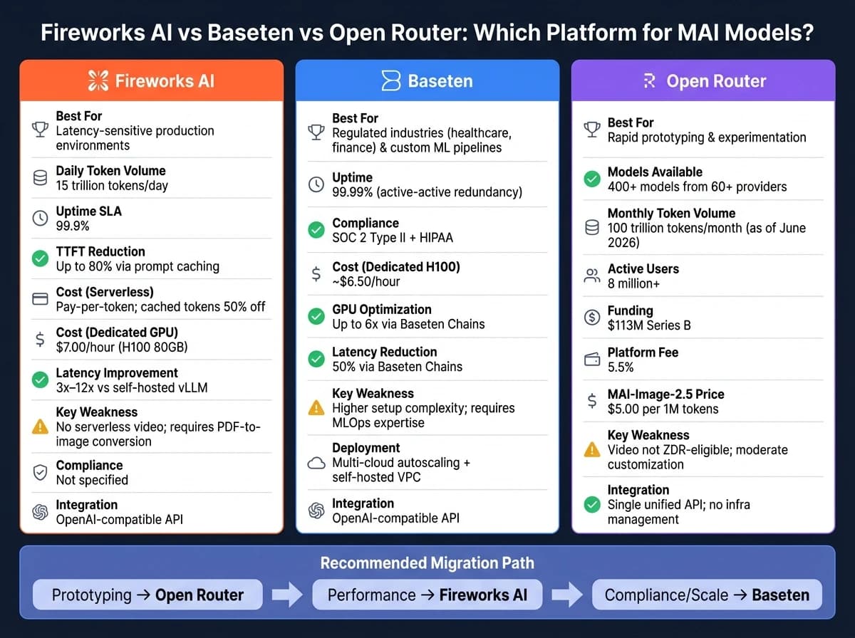 Fireworks AI vs Baseten vs Open Router: MAI Model Platform Comparison