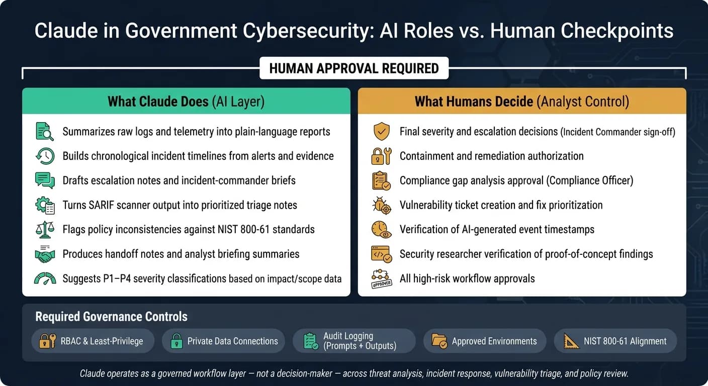 Claude in Government Cybersecurity: AI Roles vs. Human Checkpoints