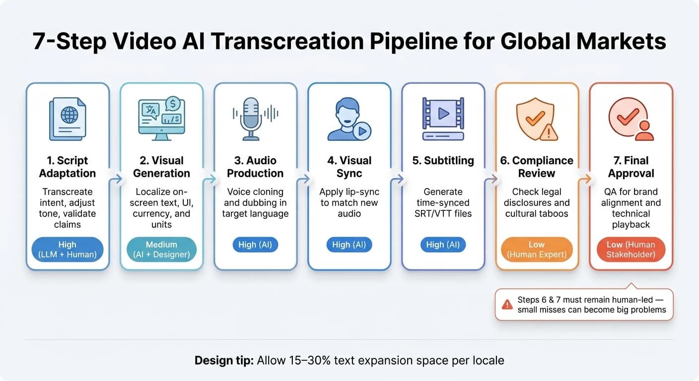 7-Step Video AI Transcreation Pipeline for Global Markets