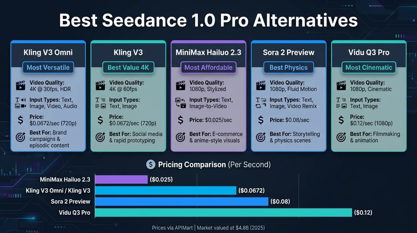 Best Seedance 1.0 Pro Alternatives: Side-by-Side Comparison 2025