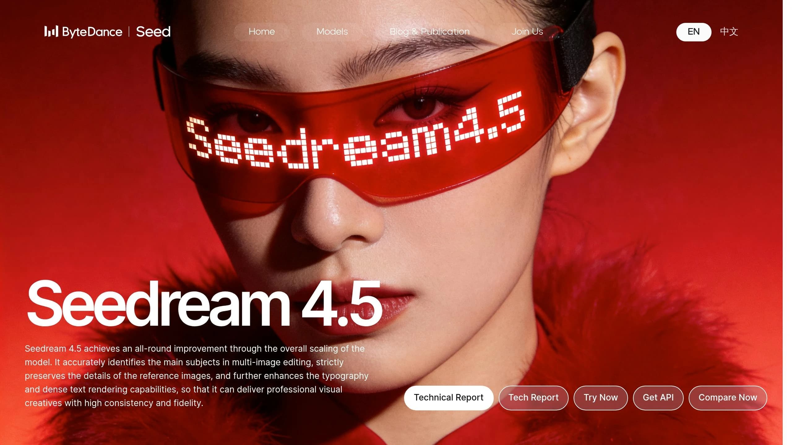 Seedream 4.5 official page by ByteDance Seed