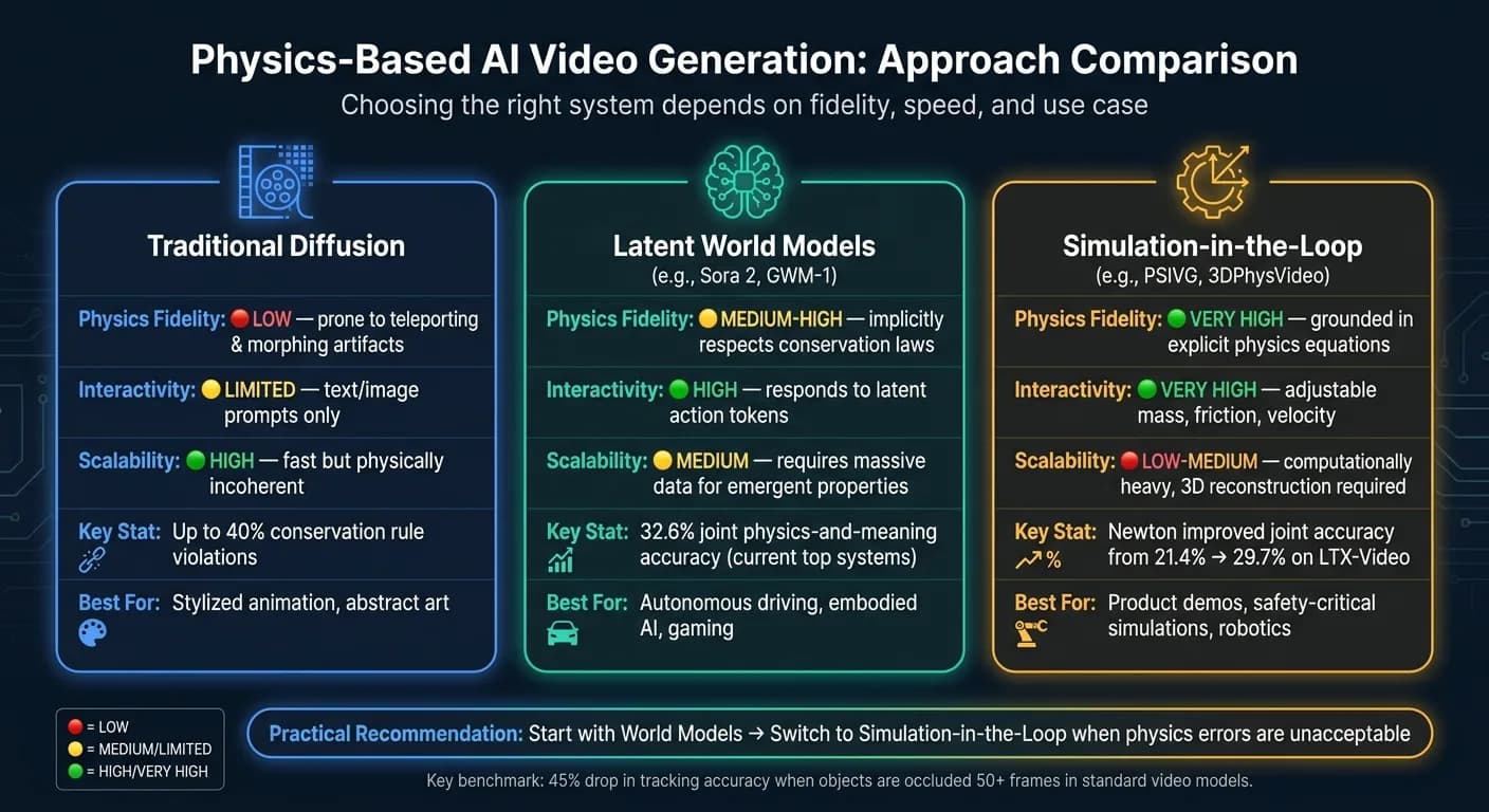 Physics-Based AI Video Generation: Approaches Compared