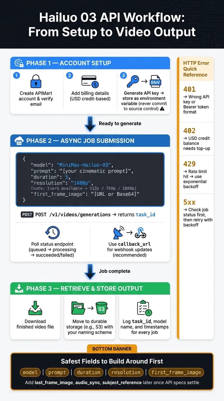 Hailuo 03 API Workflow: From Setup to Video Output