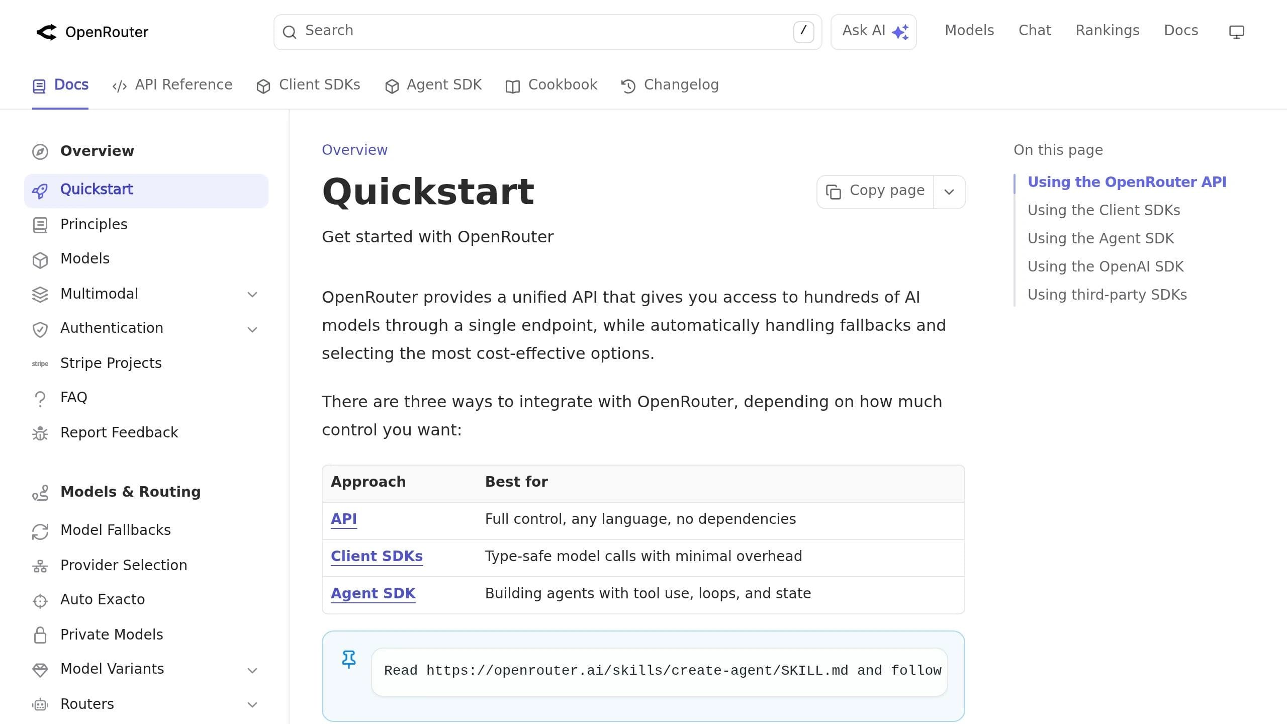 OpenRouter unified API dashboard connecting 300+ AI models through one endpoint