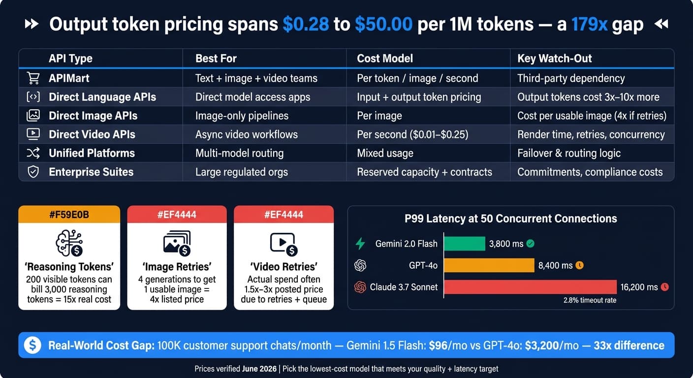 AI API 가격 & 성능 비교 2026