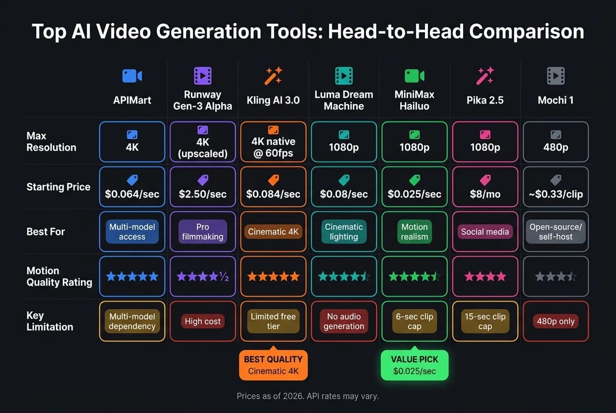 AI video tools compared on features, quality and pricing for 2025-2026