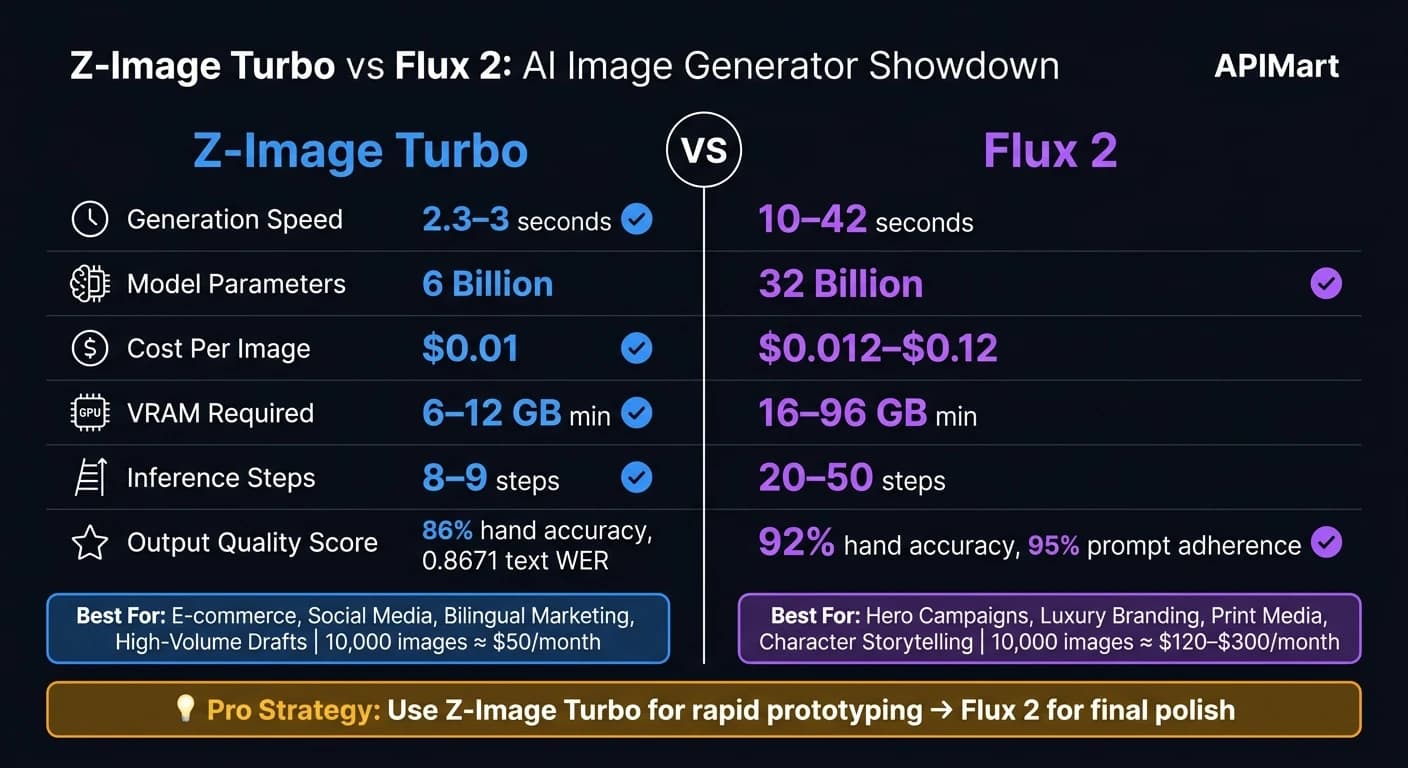 Z-Image Turbo versus Flux compared on speed, cost and image quality